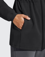 G4Free - Smoofit Zip Up Pockets Long Cinch Waist Jackets -GF25M738DA-S