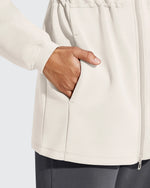 G4Free - Smoofit Zip Up Pockets Long Cinch Waist Jackets -GF25M738DA-S