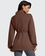 G4Free - Smoofit Zip Up Pockets Long Cinch Waist Jackets -GF25M738DA-S