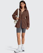 G4Free - Smoofit Zip Up Pockets Long Cinch Waist Jackets -GF25M738DA-S