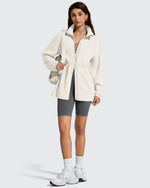G4Free - Smoofit Zip Up Pockets Long Cinch Waist Jackets -GF25M738DA-S