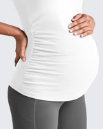 G4Free - Square Neck Ruched Pregnancy Workout Tanks -GF25LY415IA-S