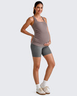 G4Free - Square Neck Ruched Pregnancy Workout Tanks -GF25LY415IA-S