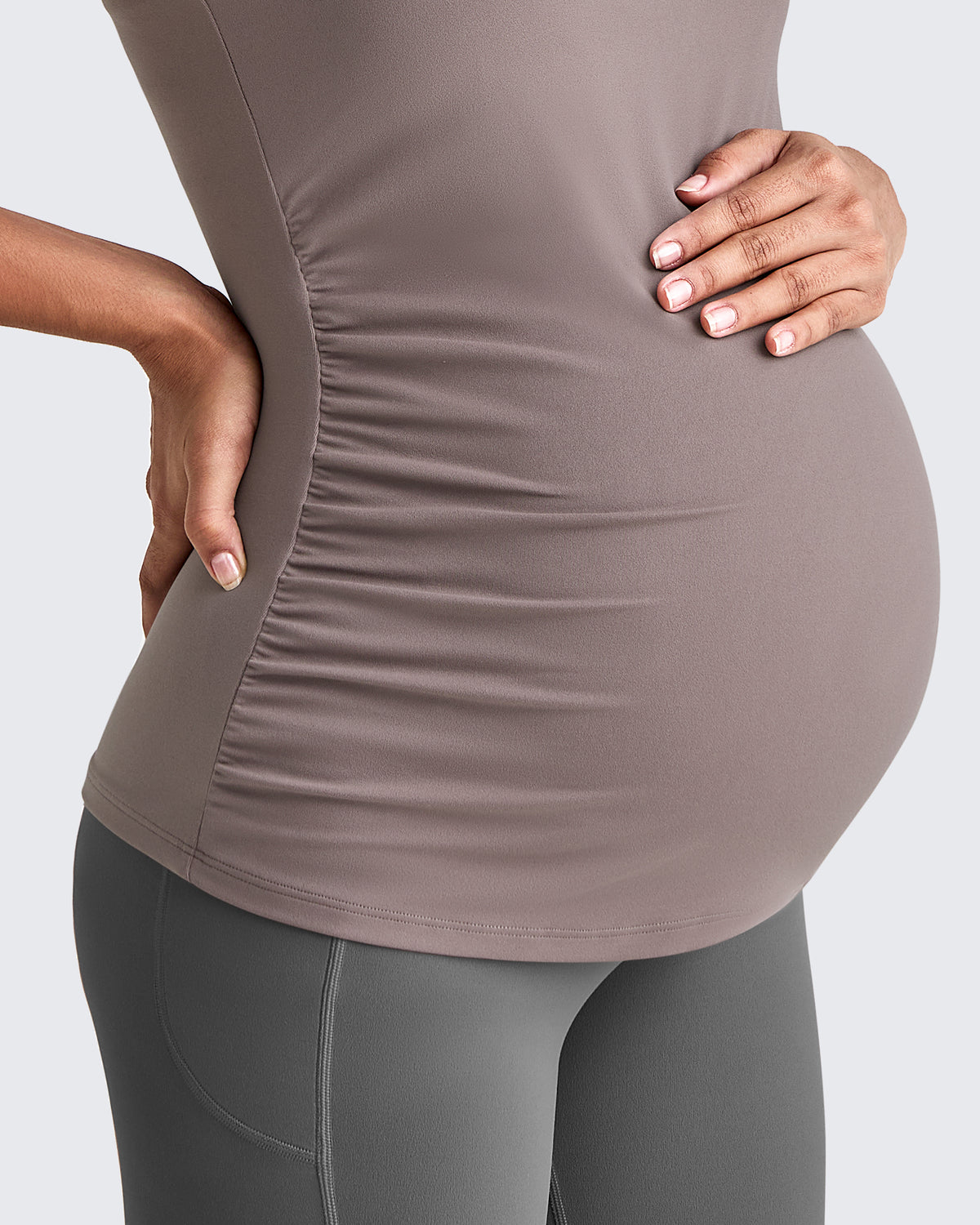 G4Free - Square Neck Ruched Pregnancy Workout Tanks -GF25LY415IA-S