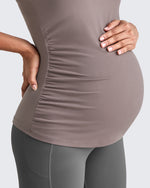 G4Free - Square Neck Ruched Pregnancy Workout Tanks -GF25LY415IA-S