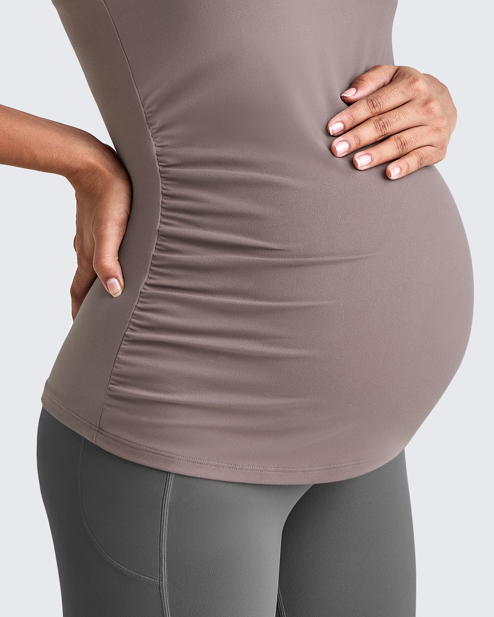 G4Free - Square Neck Ruched Pregnancy Workout Tanks -GF25LY415IA-S