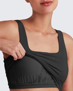 G4Free - Square Neck Ruched Pregnancy Workout Tanks -GF25LY415IA-S