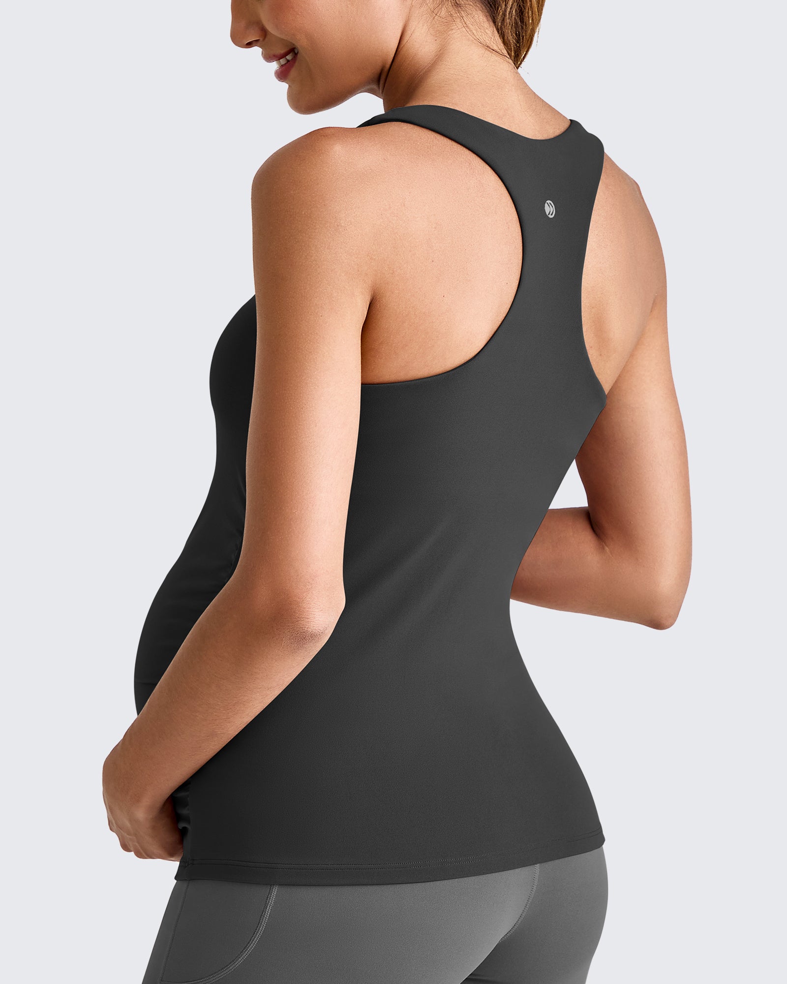 G4Free - Square Neck Ruched Pregnancy Workout Tanks -GF25LY415IA-S