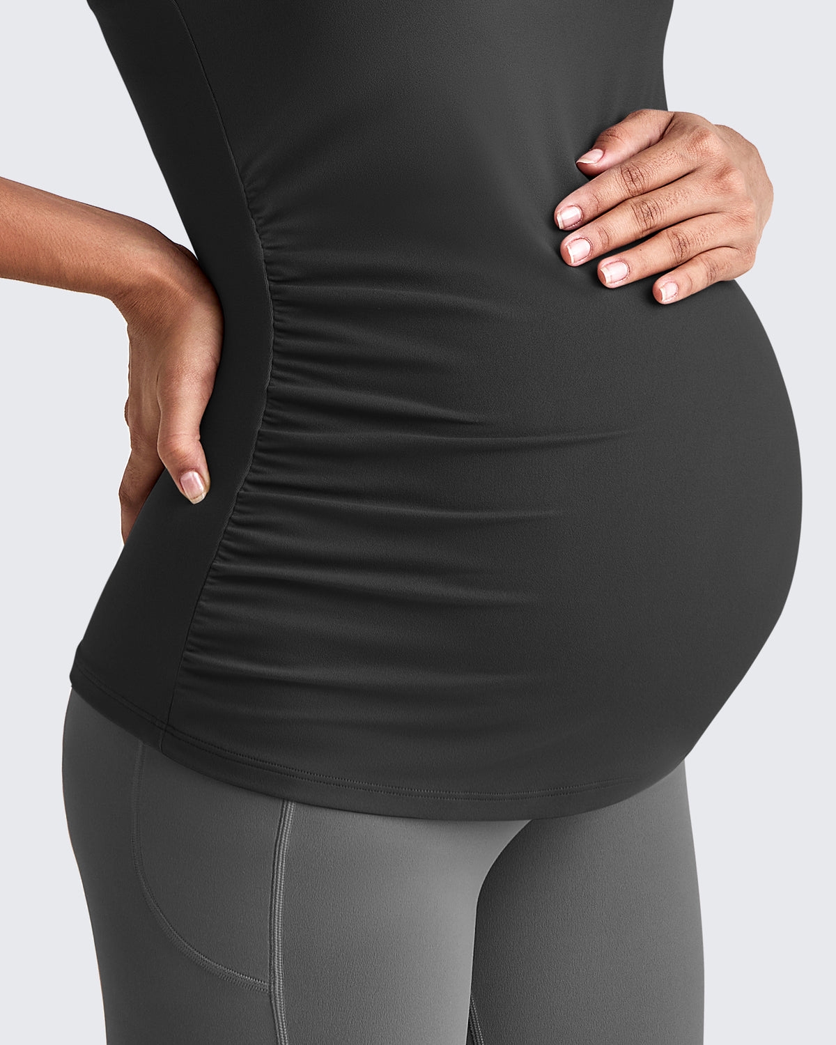 G4Free - Square Neck Ruched Pregnancy Workout Tanks -GF25LY415IA-S