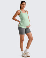 G4Free - Square Neck Ruched Pregnancy Workout Tanks -GF25LY415IA-S