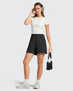 G4Free - Strowen Elastic Waist Wide Leg A Line Shorts 4'' -GF26E818A001F-XS