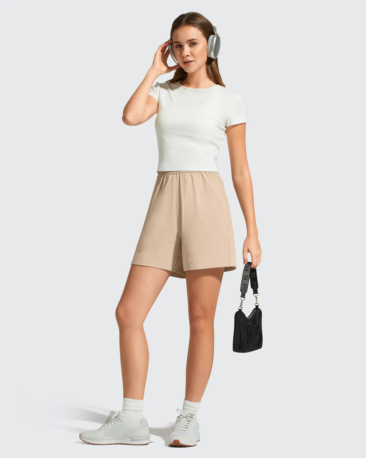 G4Free - Strowen Elastic Waist Wide Leg A Line Shorts 4'' -GF26E818A001F-XS