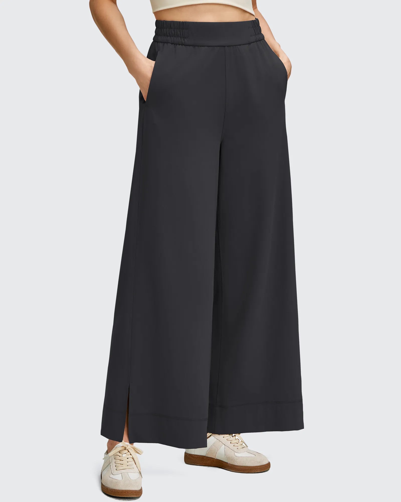 G4Free - Strowen Lightweight Ankle Splits Wide Leg Ankle Pants -GF25J608AA-S