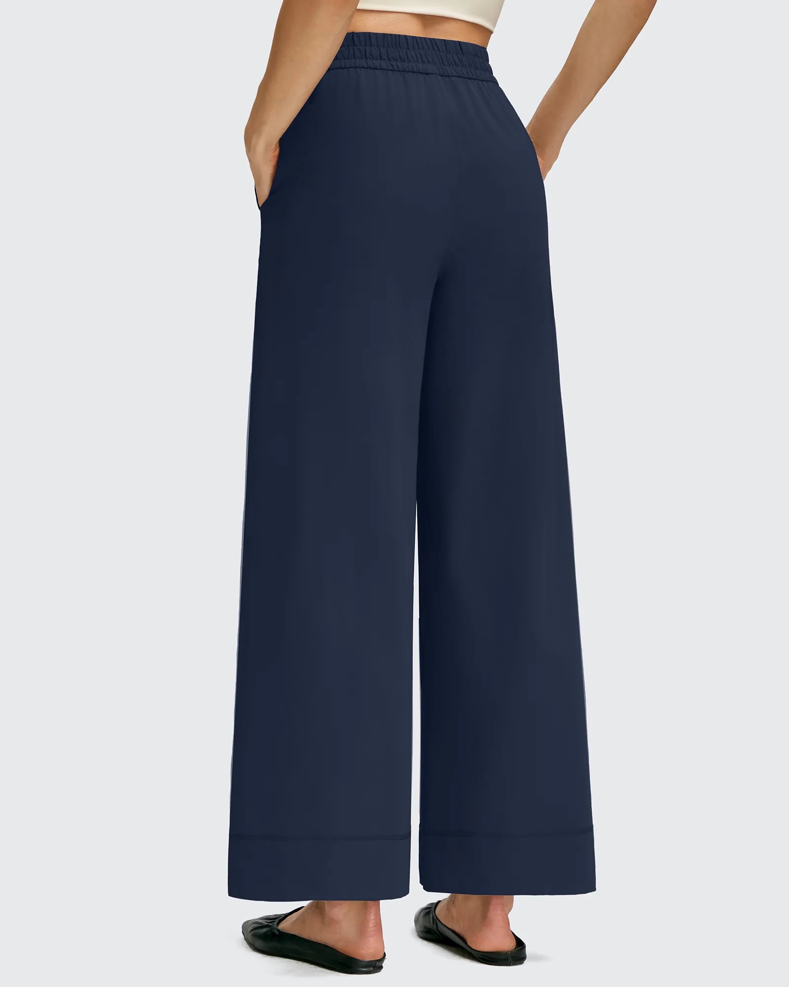 G4Free - Strowen Lightweight Ankle Splits Wide Leg Ankle Pants -GF25J608AA-S