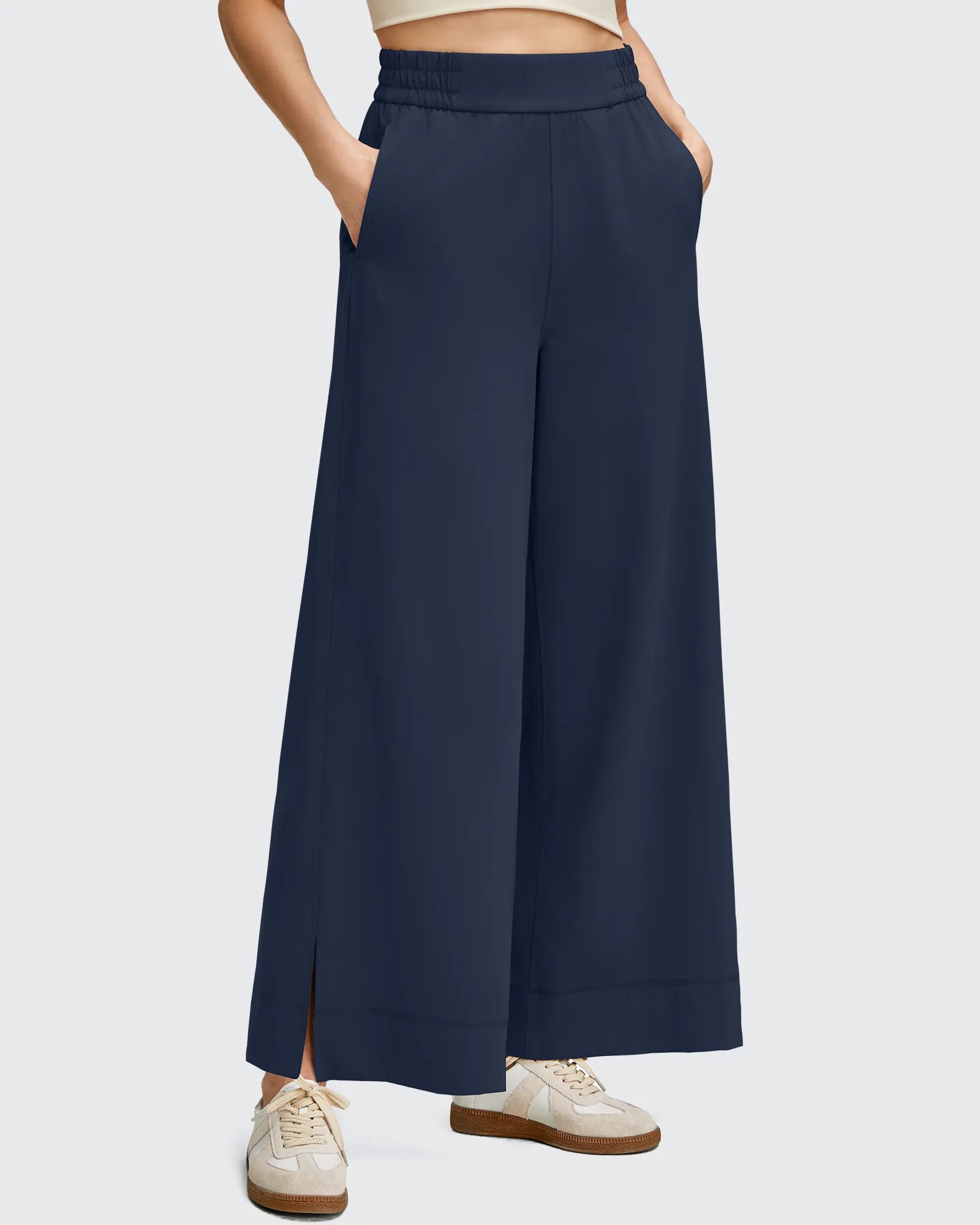 G4Free - Strowen Lightweight Ankle Splits Wide Leg Ankle Pants -GF25J608AA-S