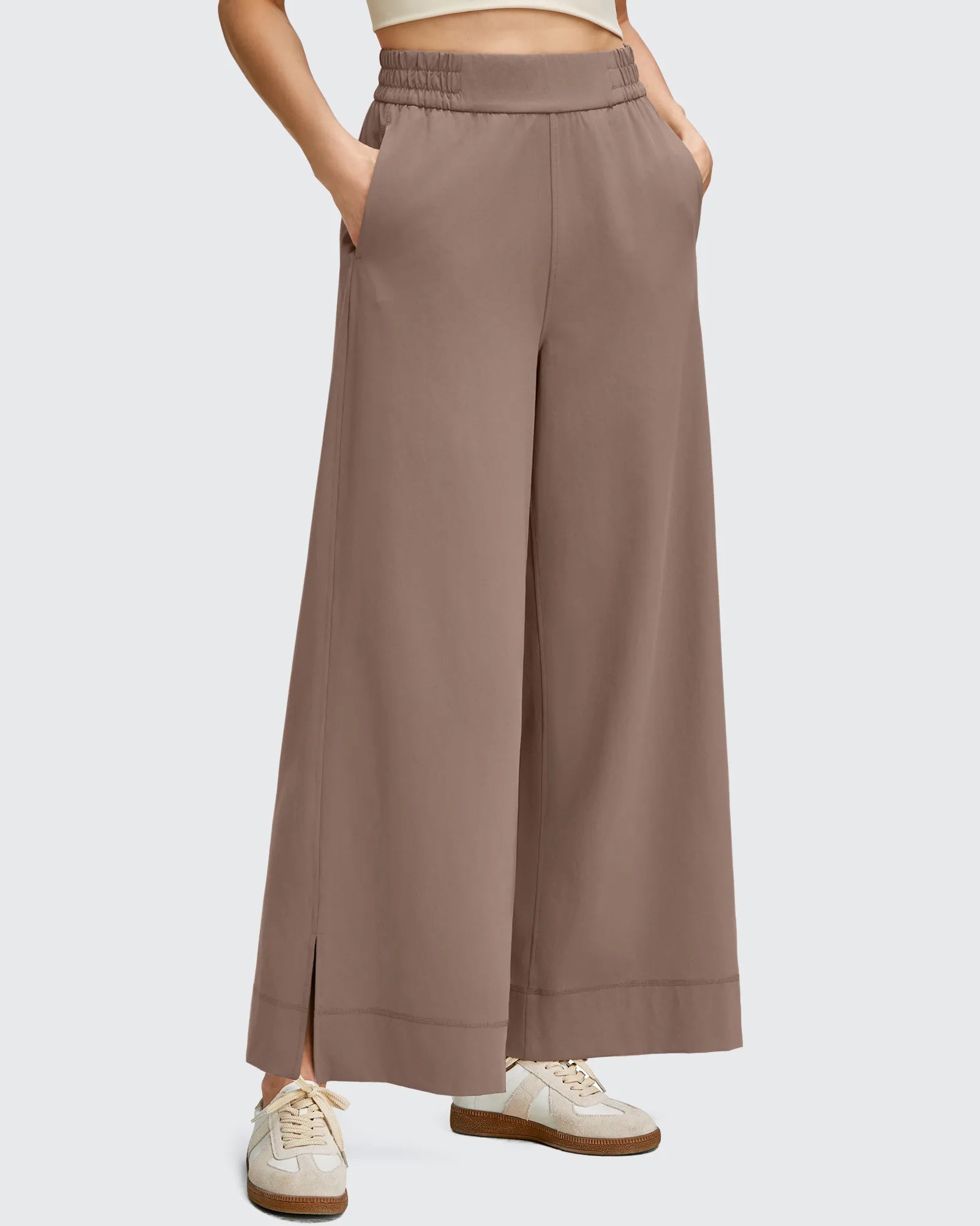 G4Free - Strowen Lightweight Ankle Splits Wide Leg Ankle Pants -GF25J608AA-S