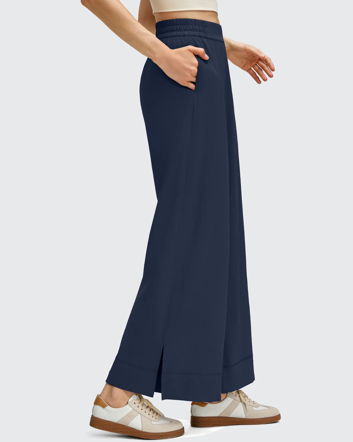G4Free - Strowen Lightweight Ankle Splits Wide Leg Ankle Pants -GF25J608AA-S