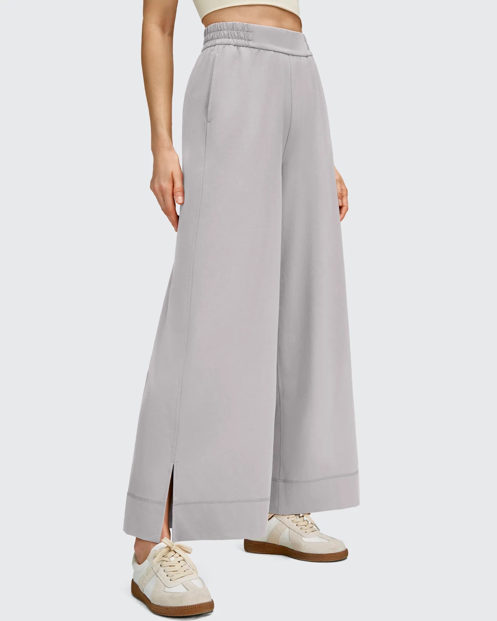 G4Free - Strowen Lightweight Ankle Splits Wide Leg Ankle Pants -GF25J608AA-S