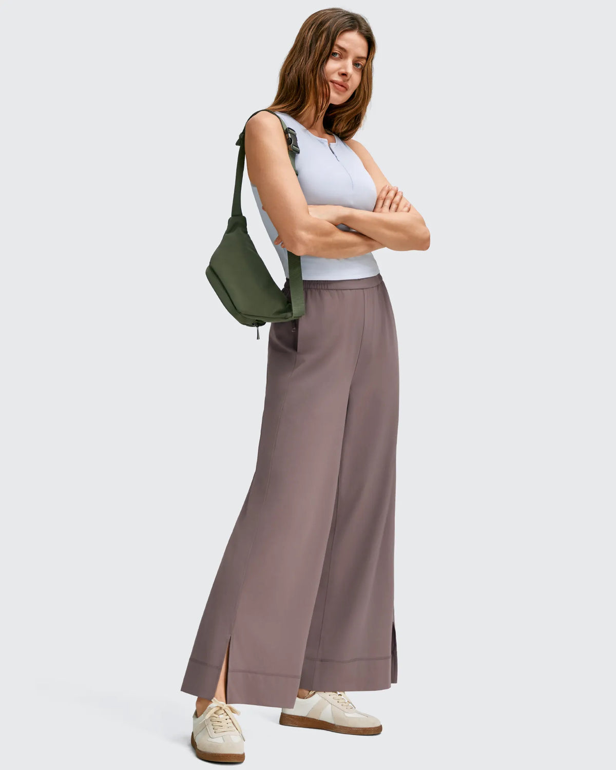 G4Free - Strowen Lightweight Ankle Splits Wide Leg Ankle Pants -GF25J608AA-S