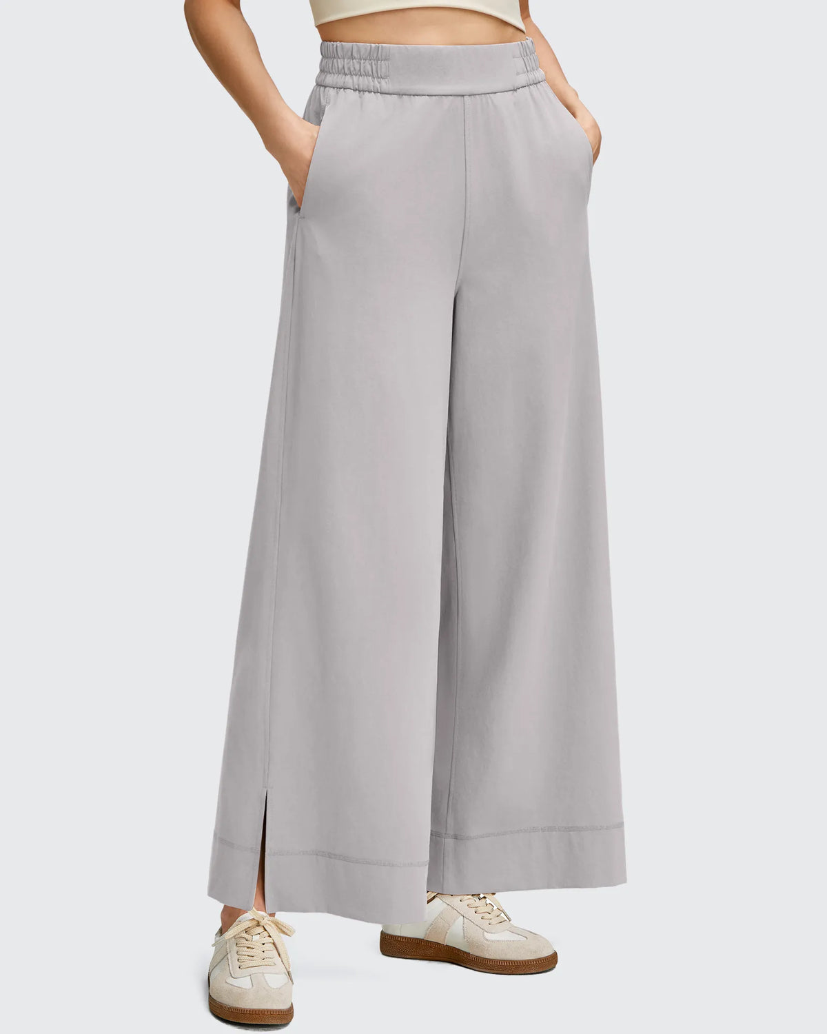 G4Free - Strowen Lightweight Ankle Splits Wide Leg Ankle Pants -GF25J608AA-S