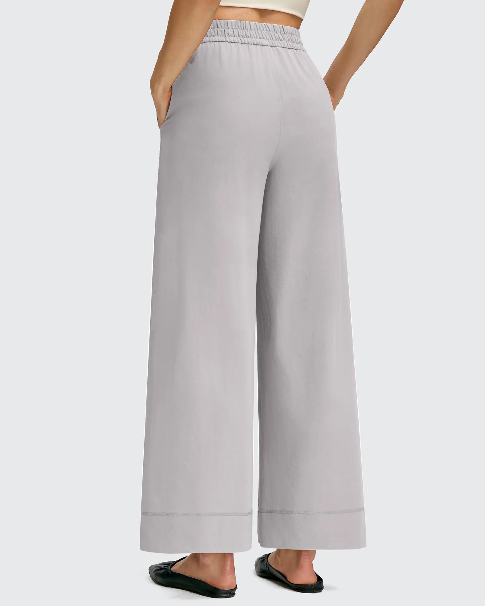 G4Free - Strowen Lightweight Ankle Splits Wide Leg Ankle Pants -GF25J608AA-S