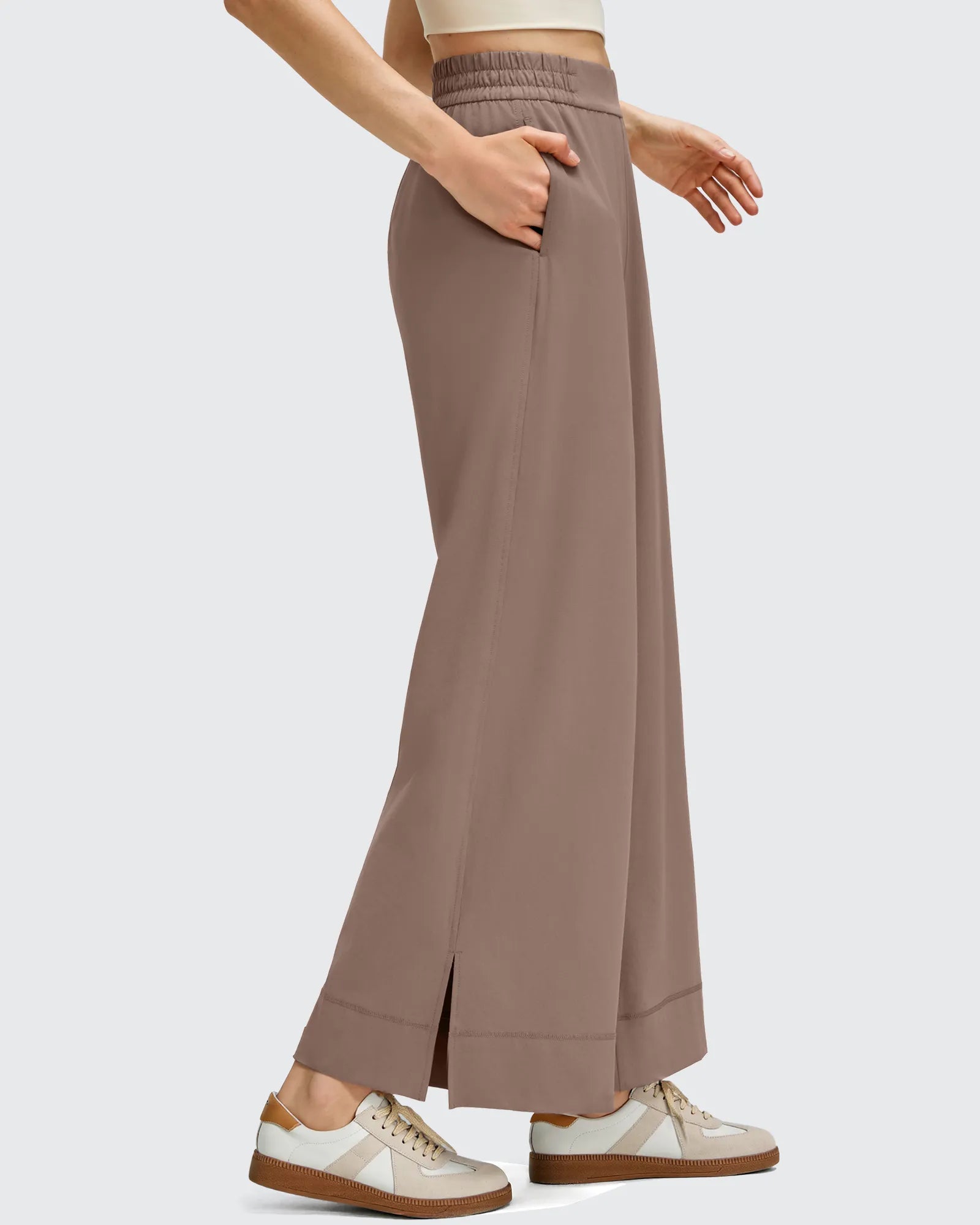 G4Free - Strowen Lightweight Ankle Splits Wide Leg Ankle Pants -GF25J608AA-S