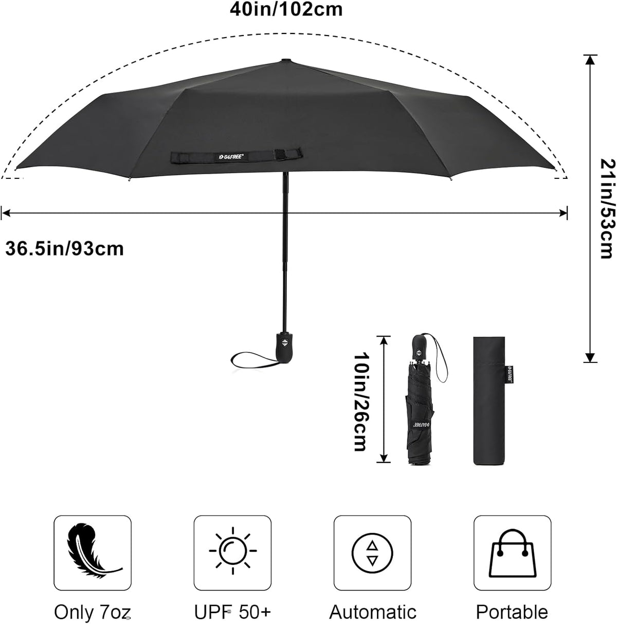 G4Free - UPF 50+ Ultralight Mini Umbrella Auto Open/Close -TN23A263J