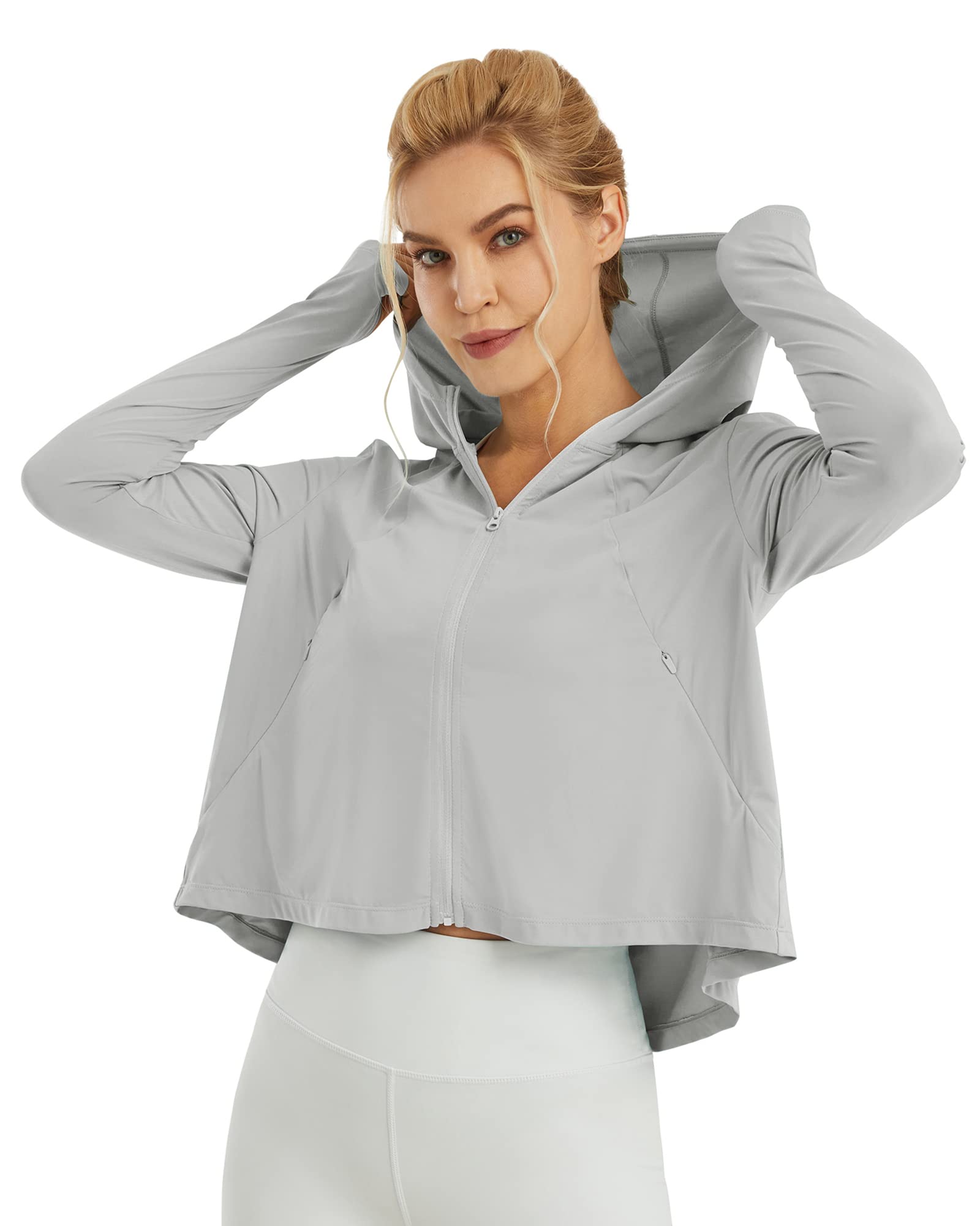 G4Free - UV Sun Crop Zip Hoodie Long Sleeve -GF21B010EA-S