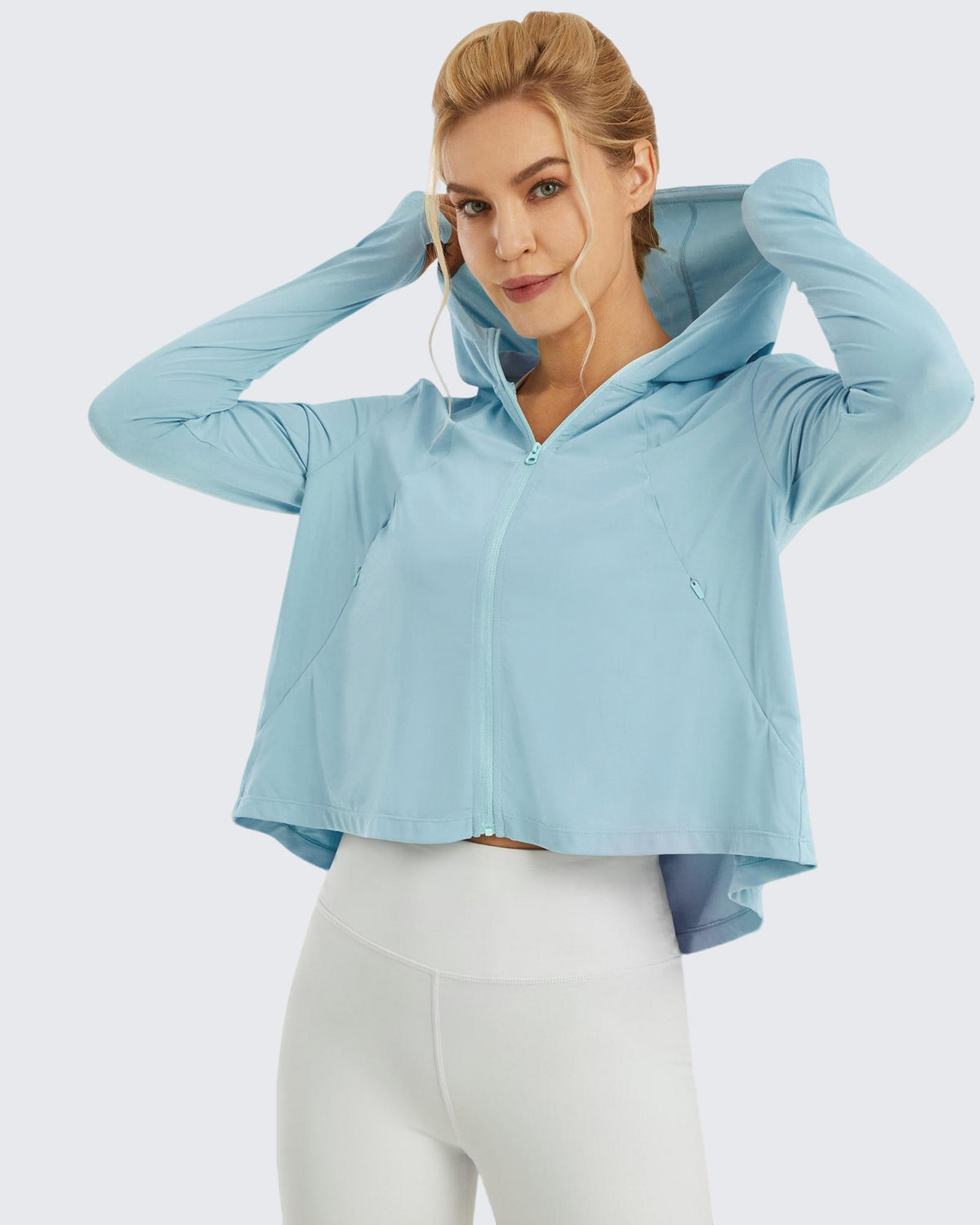 G4Free - UV Sun Crop Zip Hoodie Long Sleeve -GF21B010GA-S