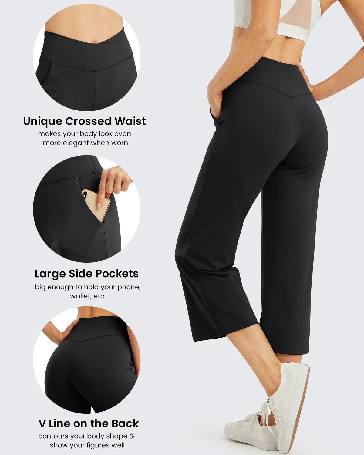 G4Free - Wide Leg High-Waisted Capri Work Pants 20'' -GF24J256AA-S