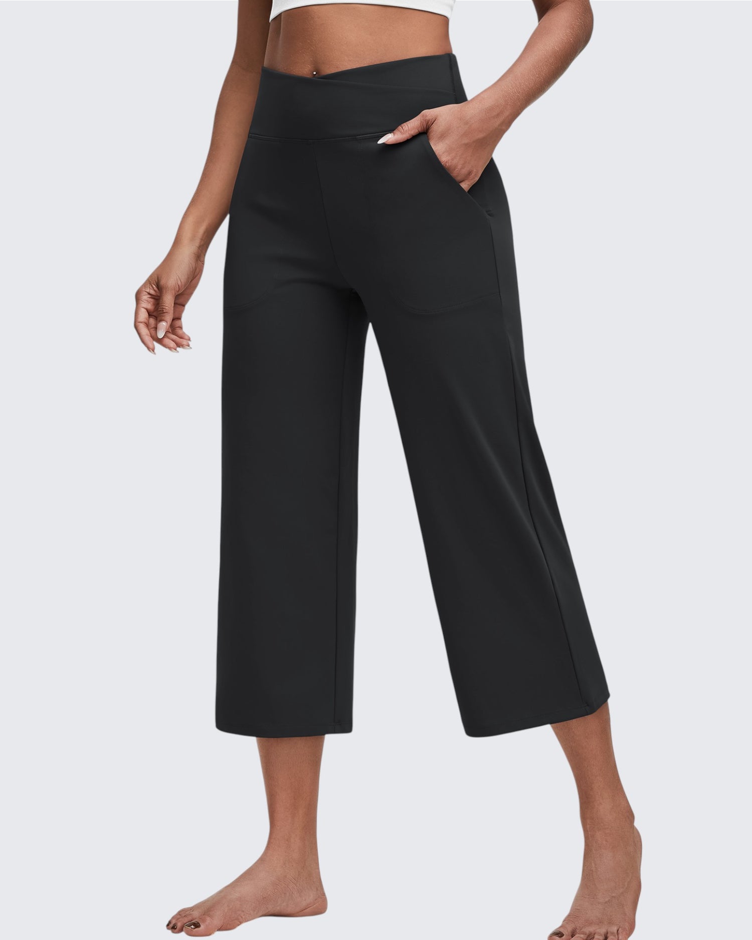 G4Free - Wide Leg High-Waisted Capri Work Pants 20'' -GF24J256AA-S