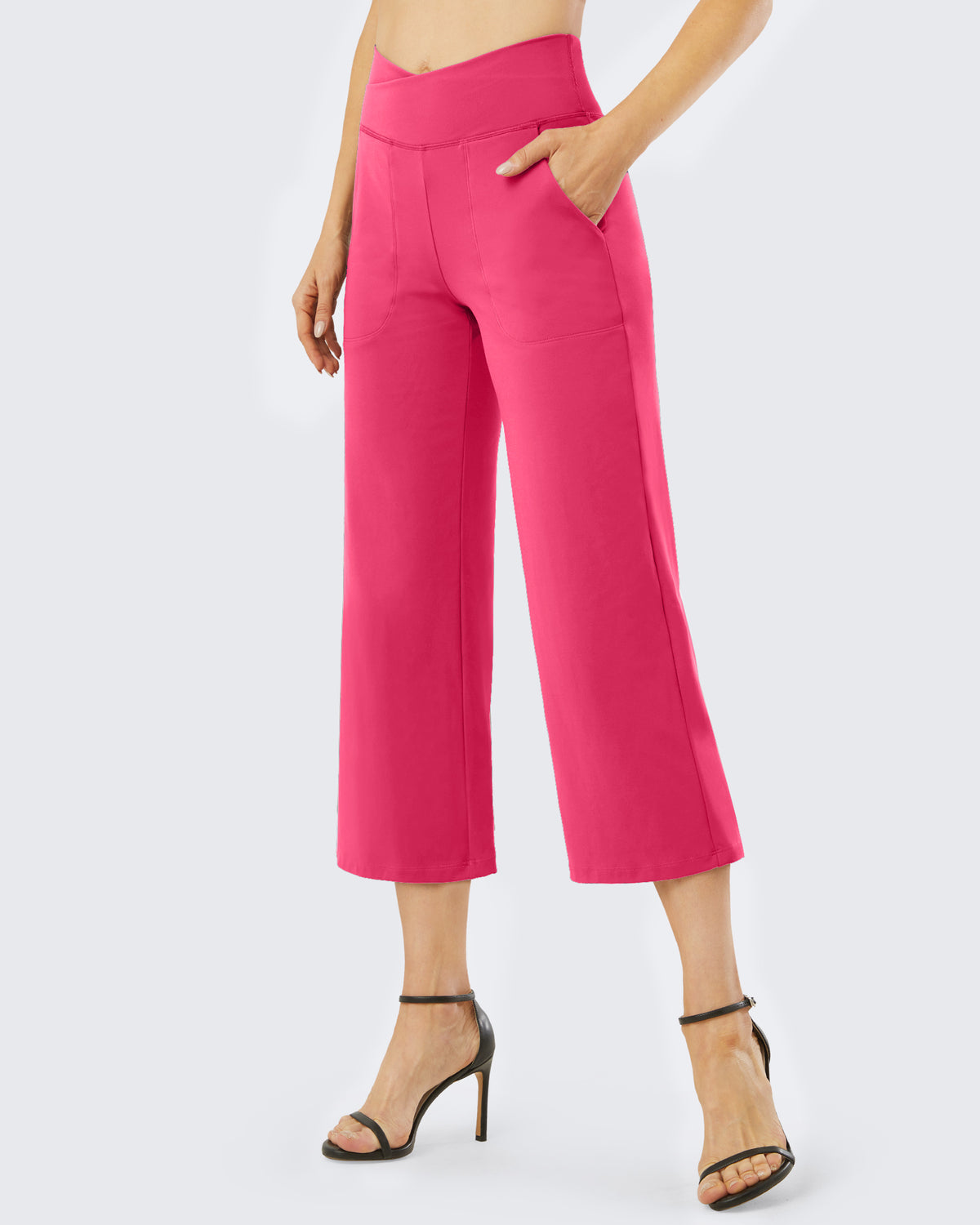 G4Free - Wide Leg High-Waisted Capri Work Pants 23 -GF21D016AA-S