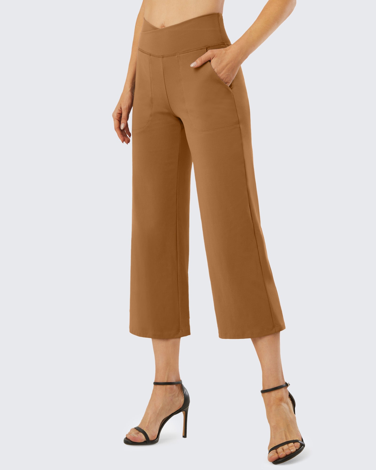 G4Free - Wide Leg High-Waisted Capri Work Pants 23 -GF21D016AA-S