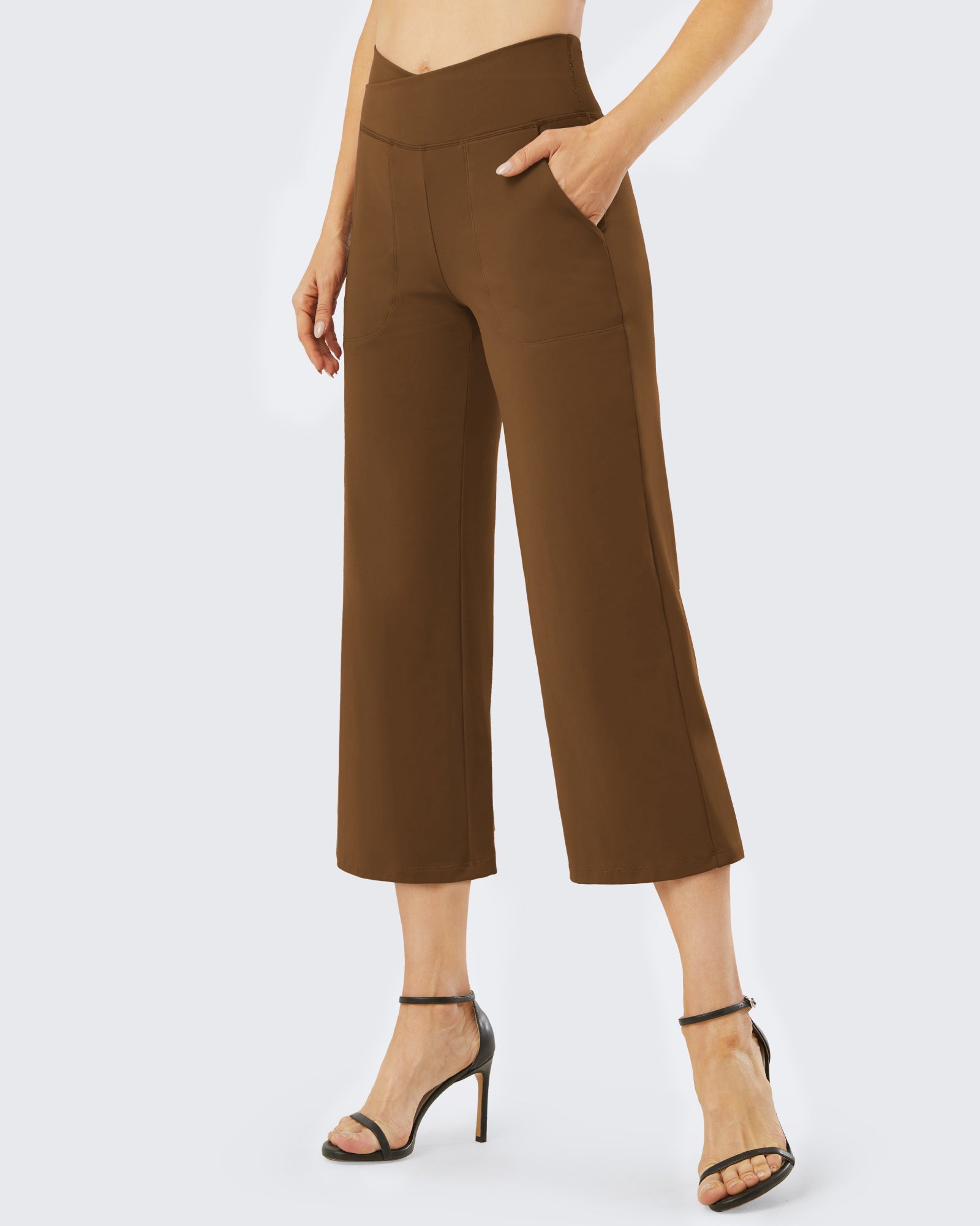G4Free - Wide Leg High-Waisted Capri Work Pants 23 -GF21D016AA-S