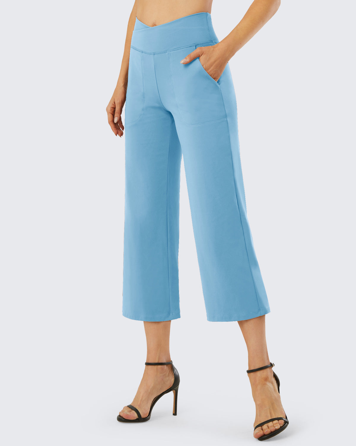 G4Free - Wide Leg High-Waisted Capri Work Pants 23 -GF21D016AA-S