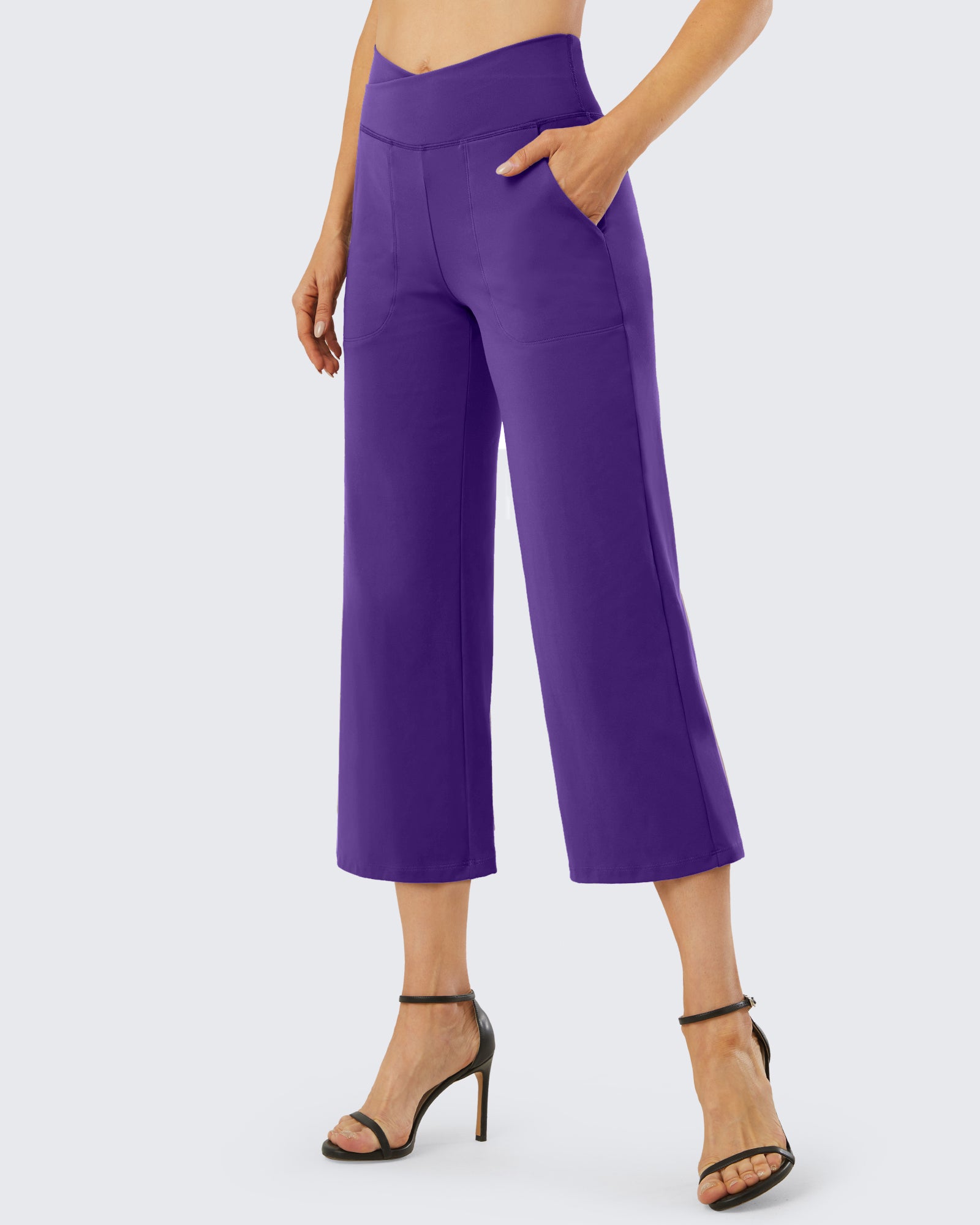 G4Free - Wide Leg High-Waisted Capri Work Pants 23 -GF21D016AA-S