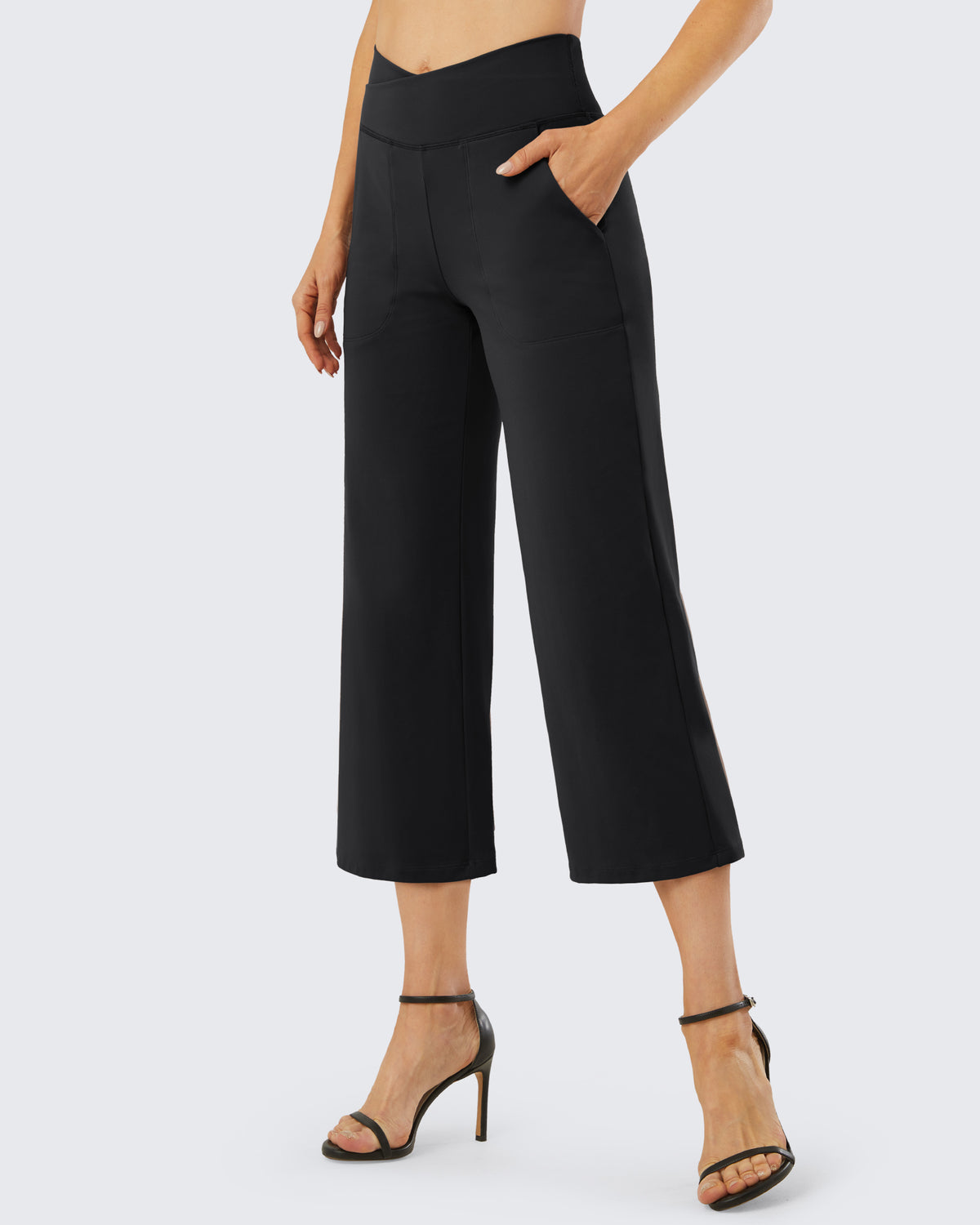 G4Free - Wide Leg High-Waisted Capri Work Pants 20'' -GF24J256AA-S