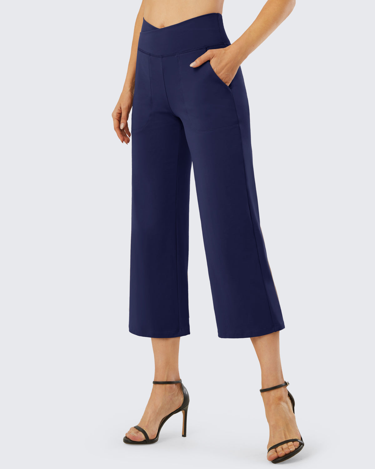 G4Free - Wide Leg High-Waisted Capri Work Pants 23 -GF21D016CA-S