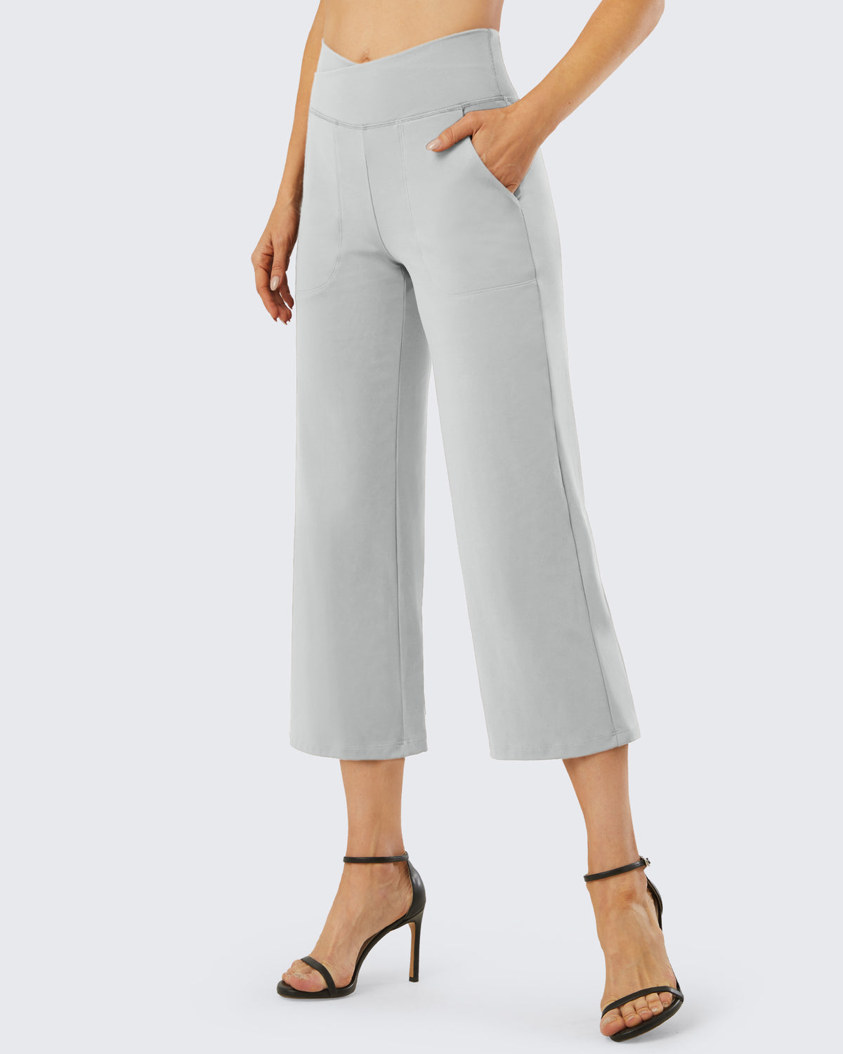 G4Free - Wide Leg High-Waisted Capri Work Pants 23 -GF21D016EA-S