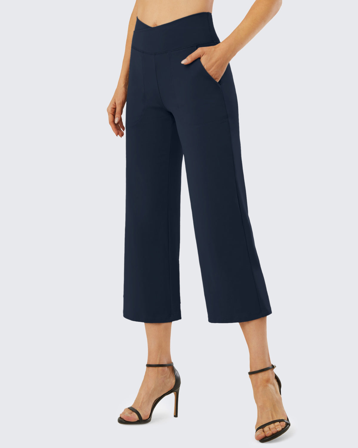 G4Free - Wide Leg High-Waisted Capri Work Pants 23 -GF21D016MA-S