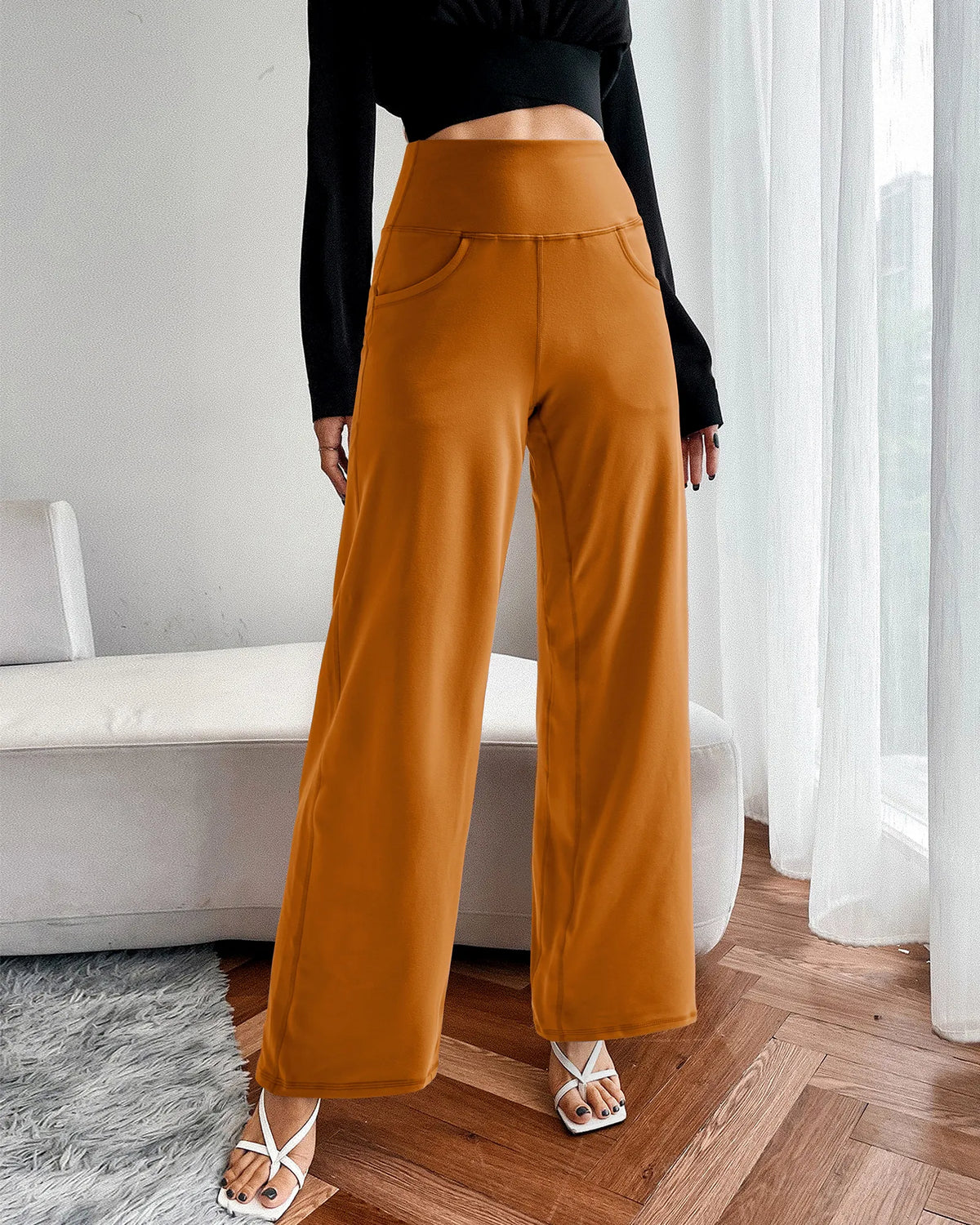 G4Free - Wide Leg Pants Woman Yoga Pants with Pockets Petite -PM23D151AA-S