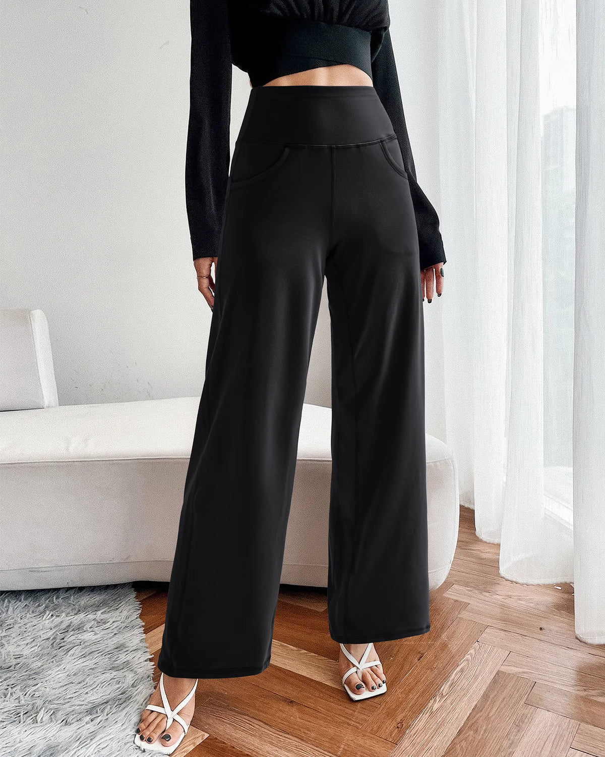 G4Free - Wide Leg Pants Woman Yoga Pants with Pockets Petite -PM23D151AA-S