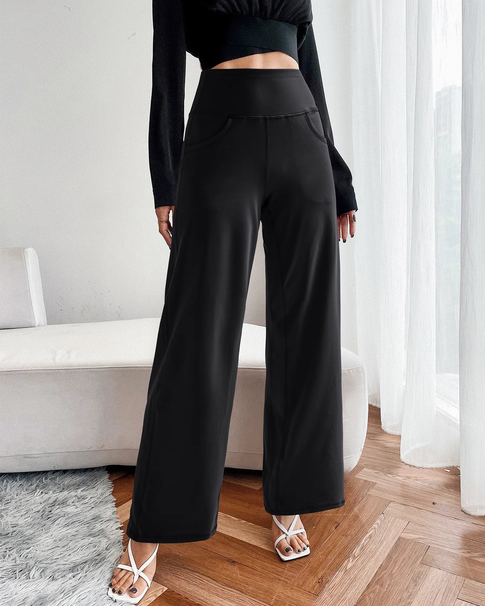 G4Free - Wide Leg Pants Woman Yoga Pants with Pockets Petite -PM23D151AA-S
