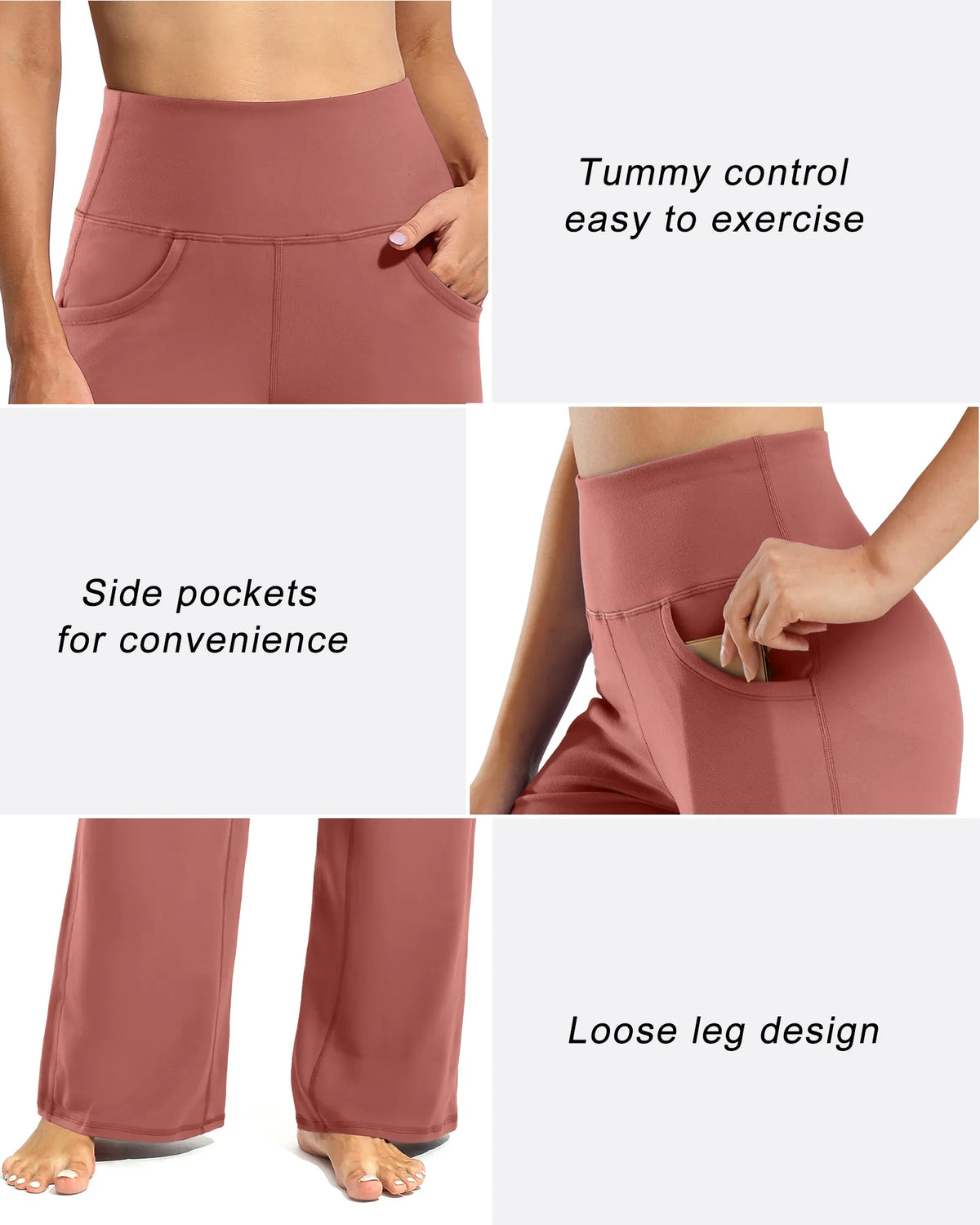 G4Free - Wide Leg Pants Woman Yoga Pants with Pockets Regular -PM20D06AG-XS