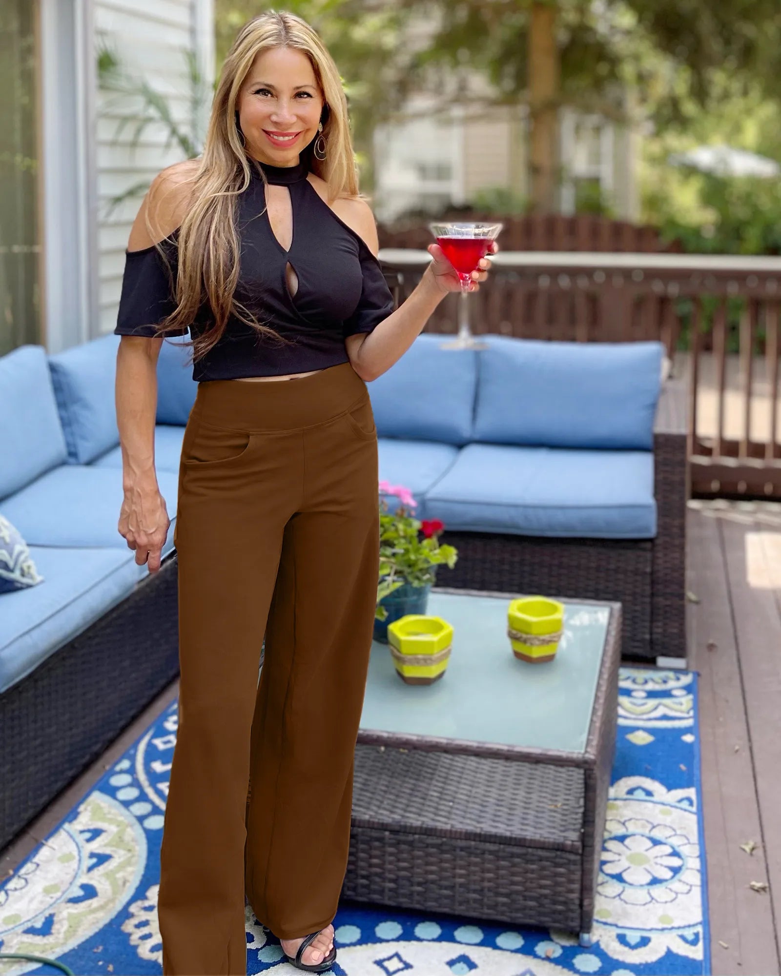 G4Free - Wide Leg Pants Woman Yoga Pants with Pockets Tall -PM23D152AA-S