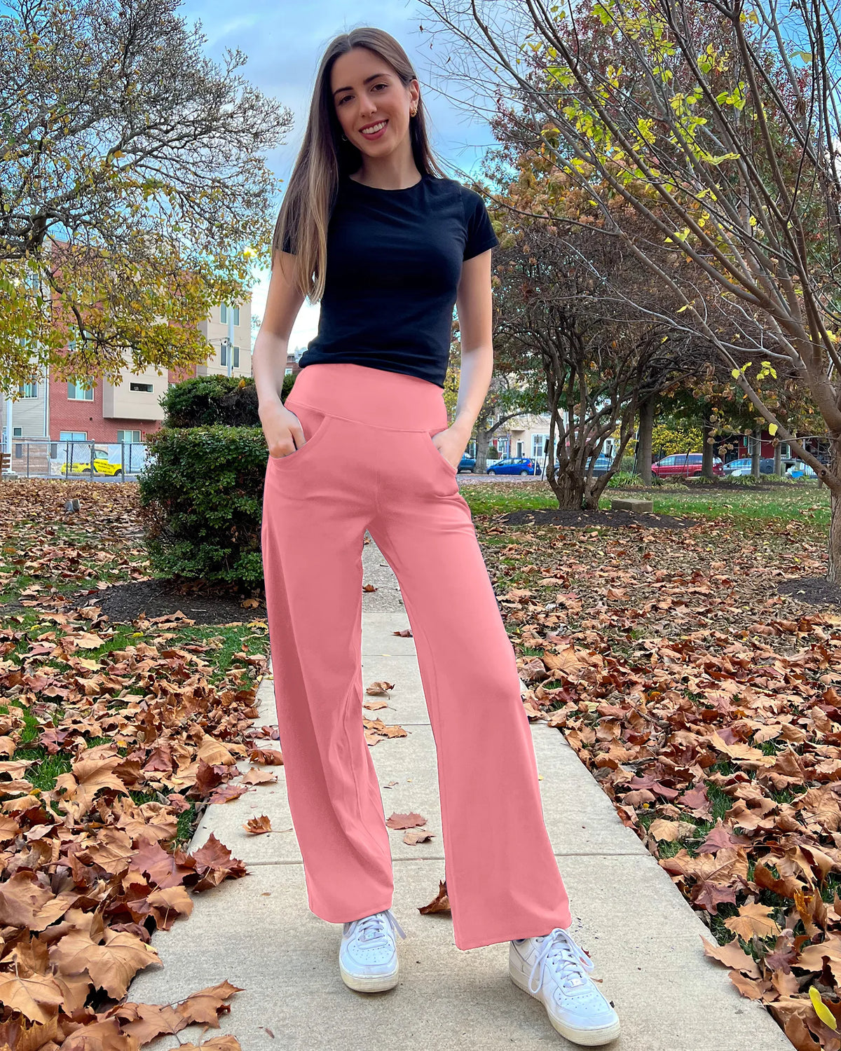 G4Free - Wide Leg Pants Woman Yoga Pants with Pockets Tall -PM23D152AA-S