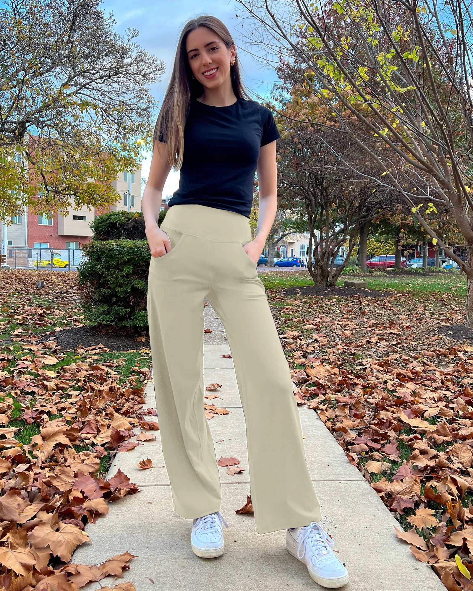 G4Free - Wide Leg Pants Woman Yoga Pants with Pockets Tall -PM23D152AA-S
