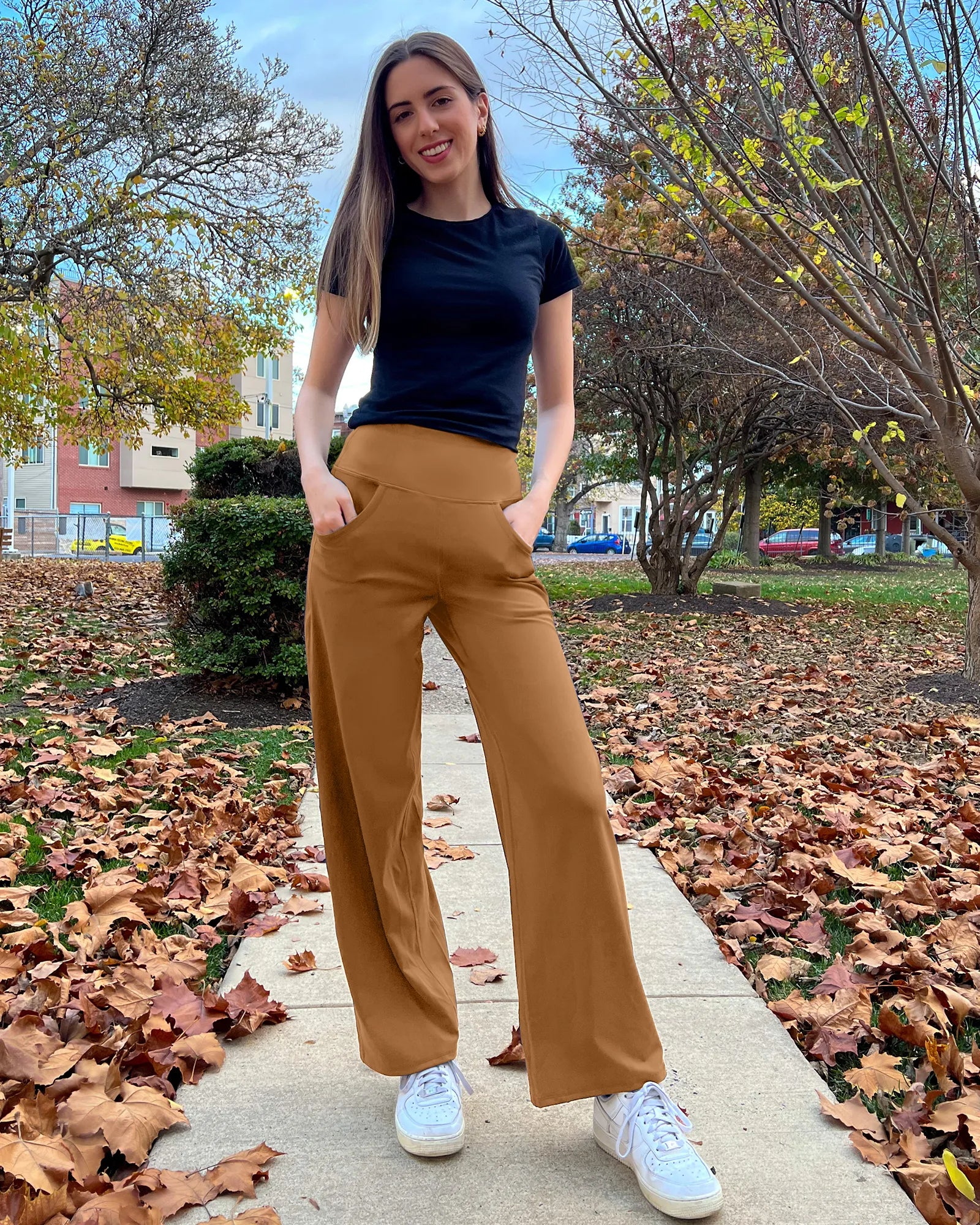 G4Free - Wide Leg Pants Woman Yoga Pants with Pockets Tall -PM23D152AA-S