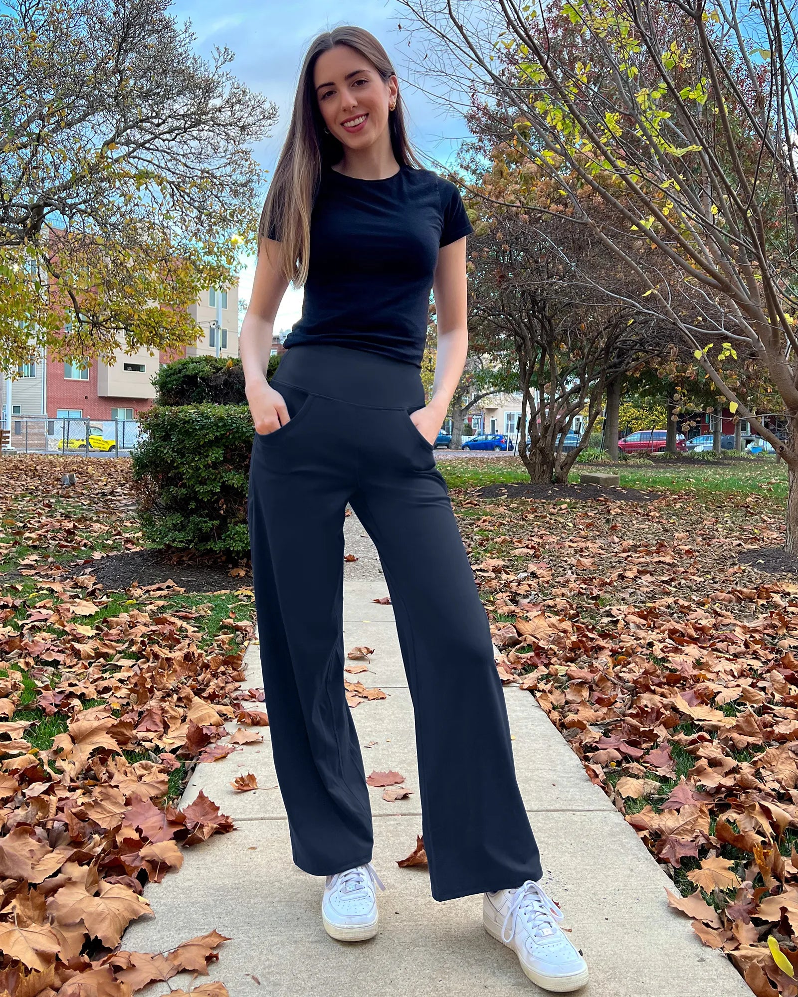 G4Free - Wide Leg Pants Woman Yoga Pants with Pockets Tall -PM23D152AA-S