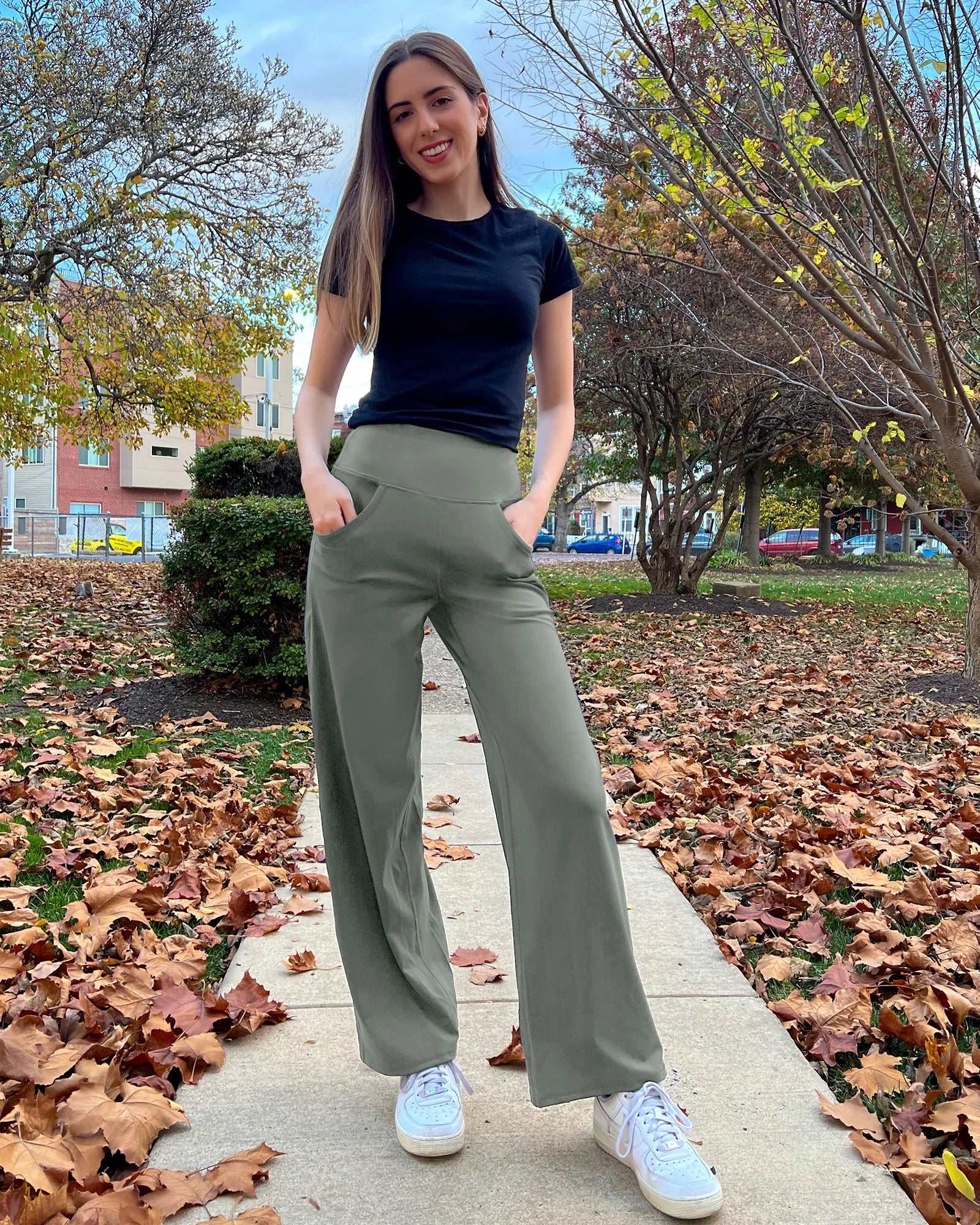 G4Free - Wide Leg Pants Woman Yoga Pants with Pockets Tall -PM23D152AA-S